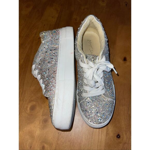 Betsey Johnson Sidny Silver Glitter Sneakers Women's Size 8 - Picture 6 of 11